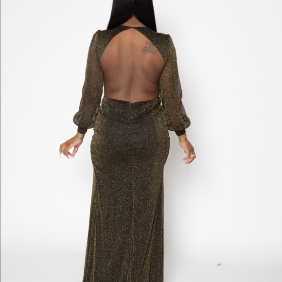 Black Shimmer Maxi Dress Backless - Picture 9 of 9